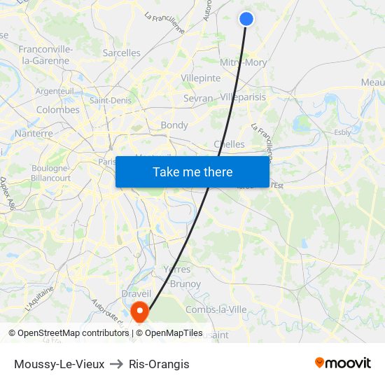 Moussy-Le-Vieux to Ris-Orangis map
