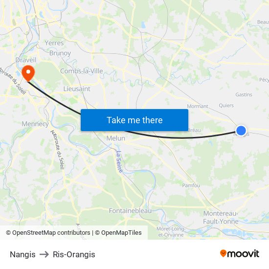 Nangis to Ris-Orangis map