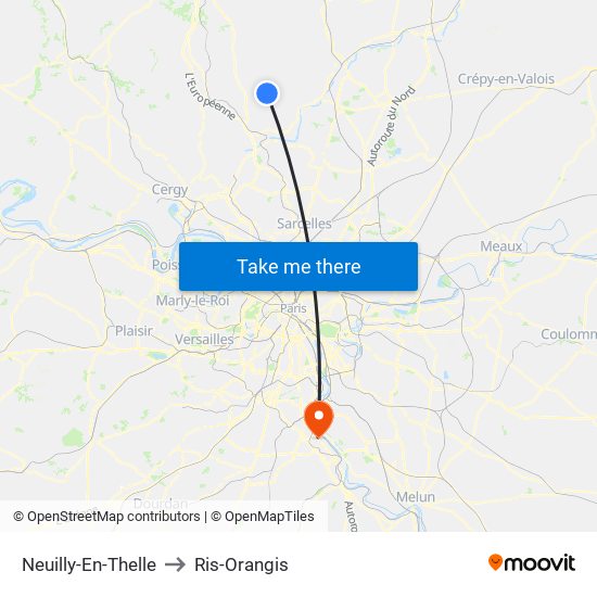 Neuilly-En-Thelle to Ris-Orangis map