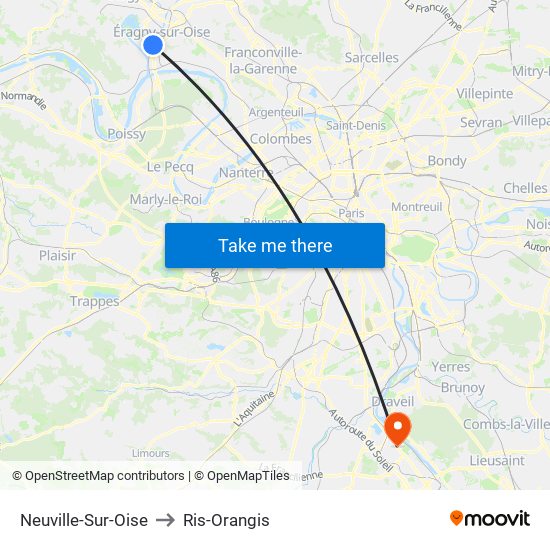 Neuville-Sur-Oise to Ris-Orangis map