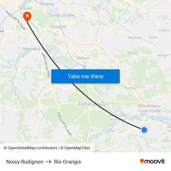 Noisy-Rudignon to Ris-Orangis map