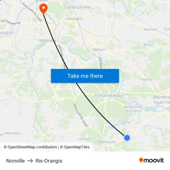 Nonville to Ris-Orangis map