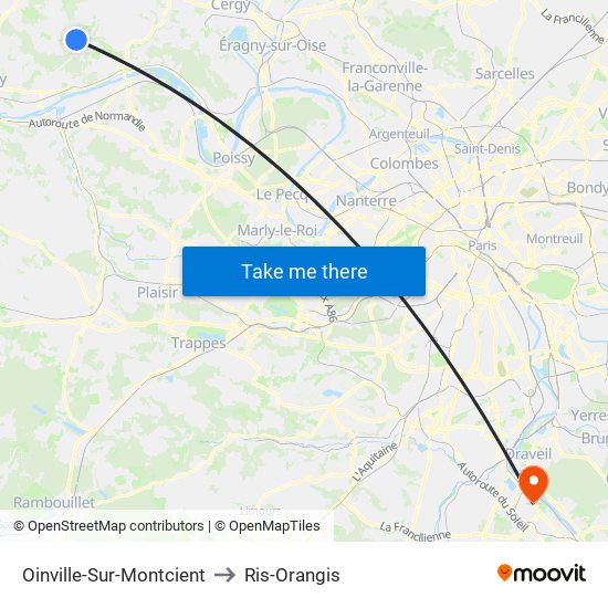 Oinville-Sur-Montcient to Ris-Orangis map