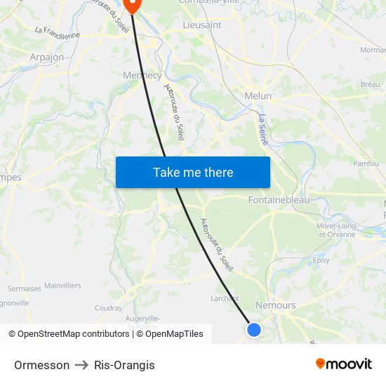 Ormesson to Ris-Orangis map