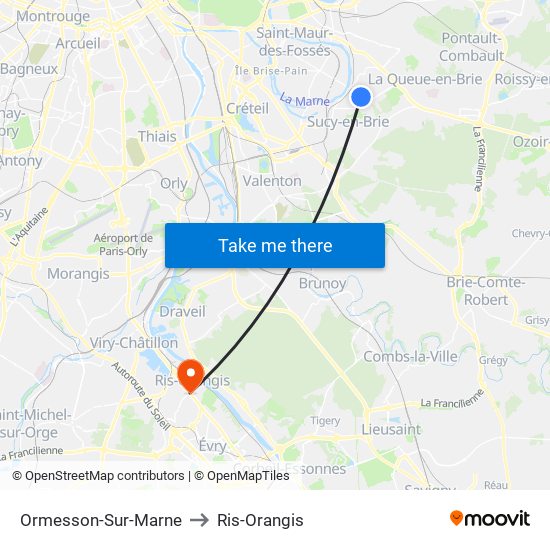 Ormesson-Sur-Marne to Ris-Orangis map