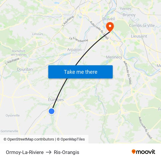 Ormoy-La-Riviere to Ris-Orangis map