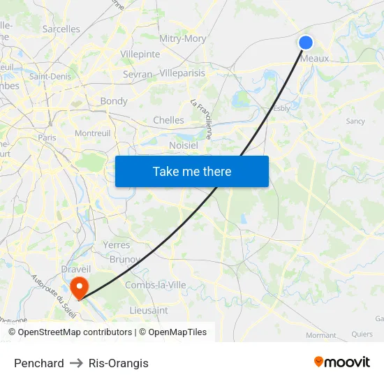 Penchard to Ris-Orangis map