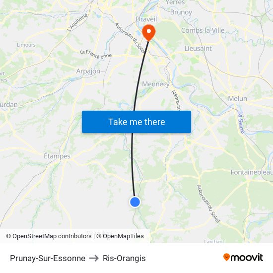 Prunay-Sur-Essonne to Ris-Orangis map
