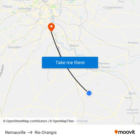 Remauville to Ris-Orangis map