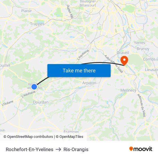 Rochefort-En-Yvelines to Ris-Orangis map