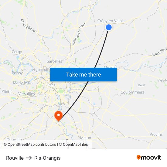 Rouville to Ris-Orangis map