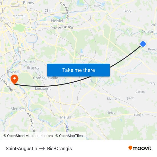Saint-Augustin to Ris-Orangis map