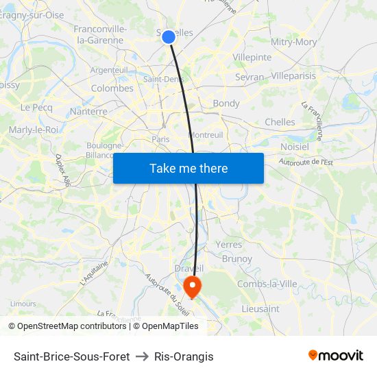 Saint-Brice-Sous-Foret to Ris-Orangis map