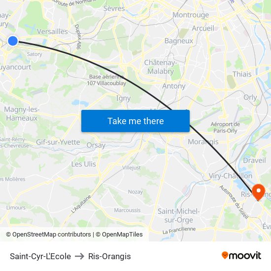 Saint-Cyr-L'Ecole to Ris-Orangis map