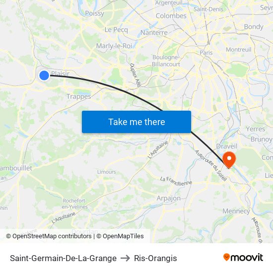 Saint-Germain-De-La-Grange to Ris-Orangis map