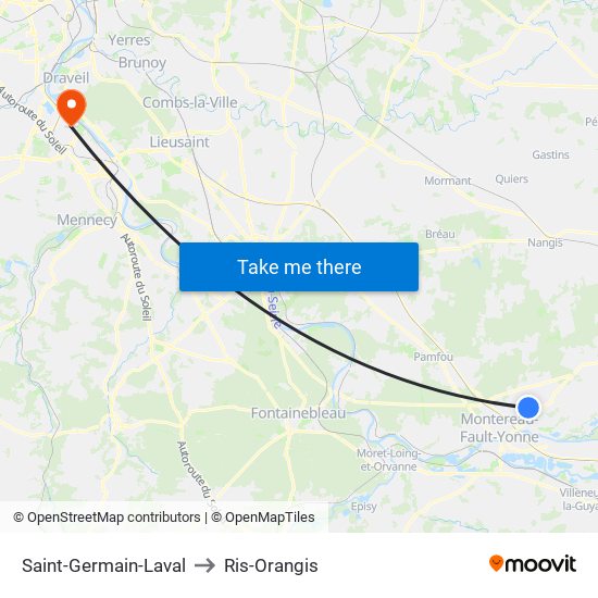 Saint-Germain-Laval to Ris-Orangis map