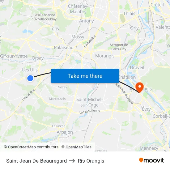 Saint-Jean-De-Beauregard to Ris-Orangis map