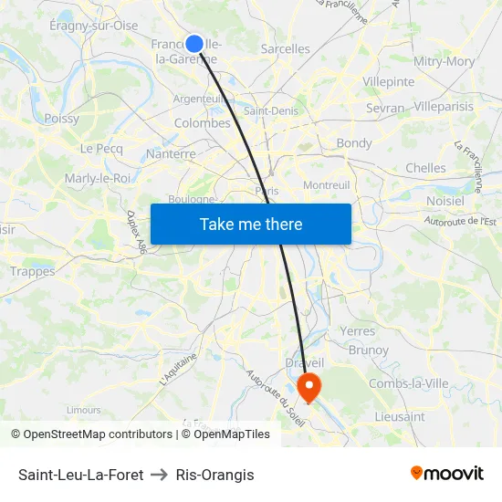 Saint-Leu-La-Foret to Ris-Orangis map