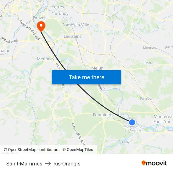 Saint-Mammes to Ris-Orangis map