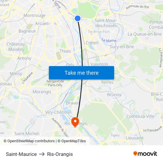 Saint-Maurice to Ris-Orangis map