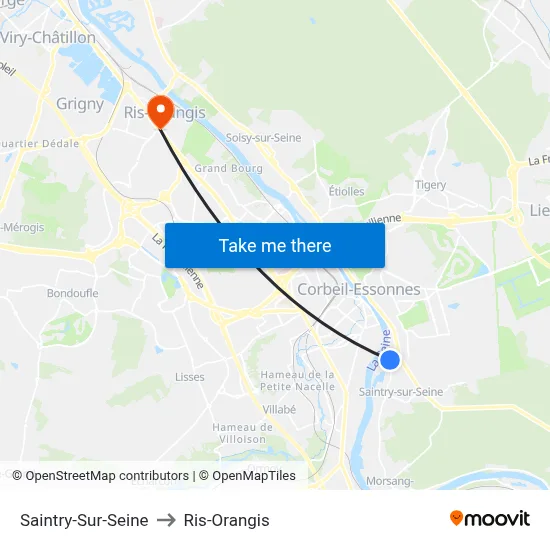 Saintry-Sur-Seine to Ris-Orangis map