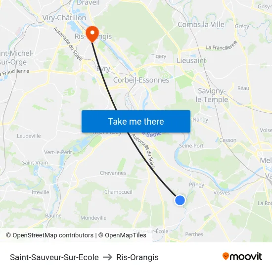 Saint-Sauveur-Sur-Ecole to Ris-Orangis map
