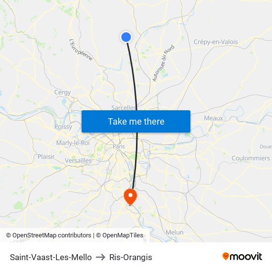 Saint-Vaast-Les-Mello to Ris-Orangis map