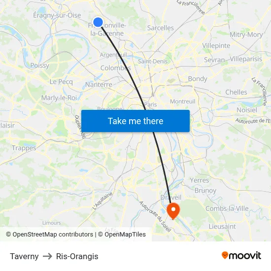 Taverny to Ris-Orangis map