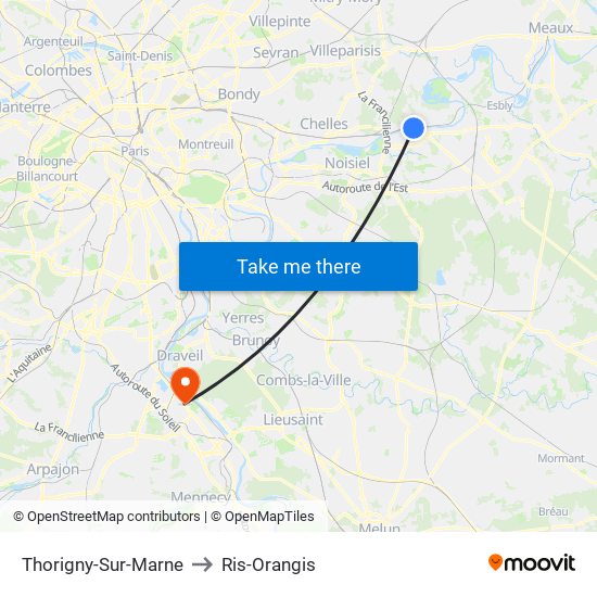 Thorigny-Sur-Marne to Ris-Orangis map