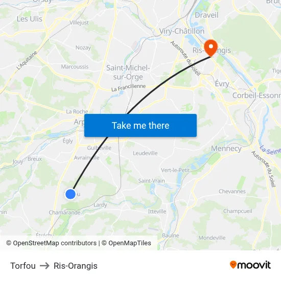 Torfou to Ris-Orangis map