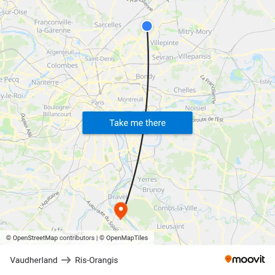 Vaudherland to Ris-Orangis map