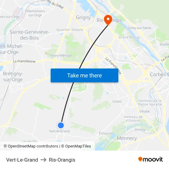 Vert-Le-Grand to Ris-Orangis map