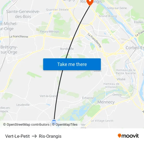 Vert-Le-Petit to Ris-Orangis map