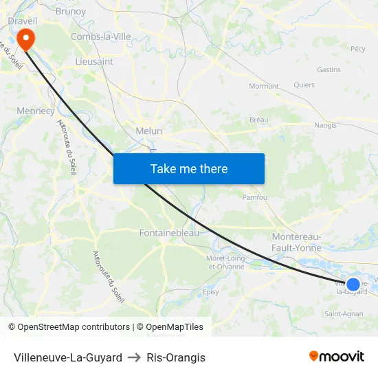 Villeneuve-La-Guyard to Ris-Orangis map