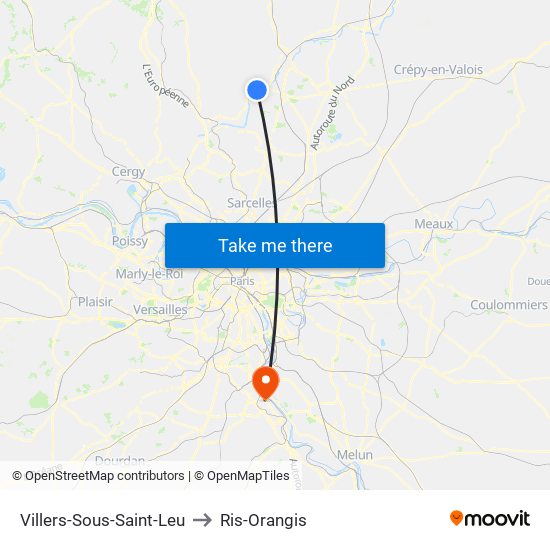 Villers-Sous-Saint-Leu to Ris-Orangis map