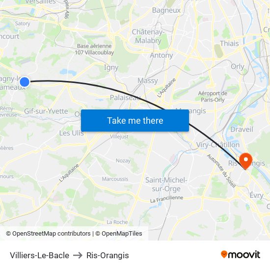 Villiers-Le-Bacle to Ris-Orangis map