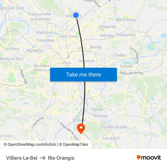 Villiers-Le-Bel to Ris-Orangis map
