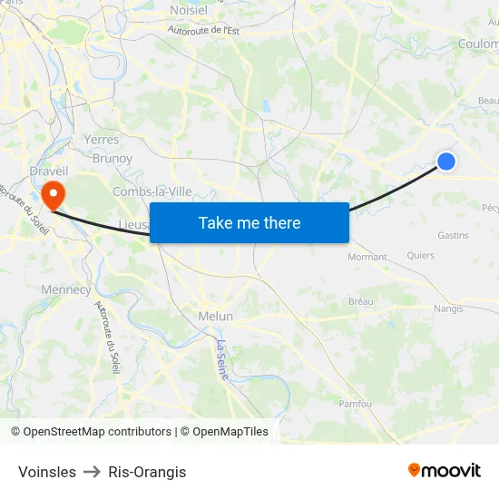 Voinsles to Ris-Orangis map