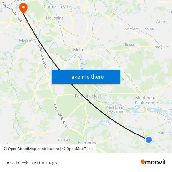 Voulx to Ris-Orangis map