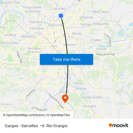 Garges - Sarcelles to Ris-Orangis map