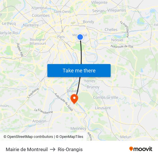 Mairie de Montreuil to Ris-Orangis map