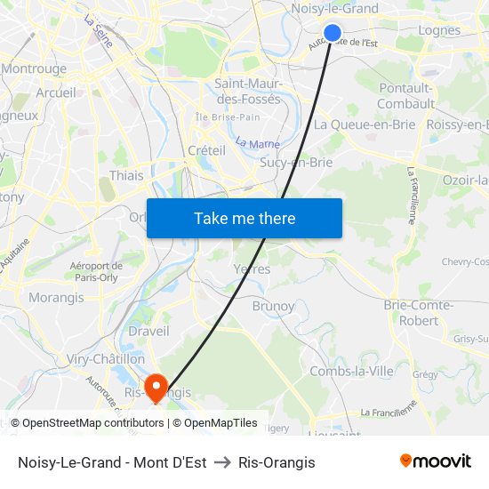 Noisy-Le-Grand - Mont D'Est to Ris-Orangis map