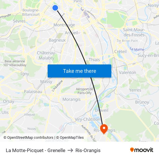 La Motte-Picquet - Grenelle to Ris-Orangis map