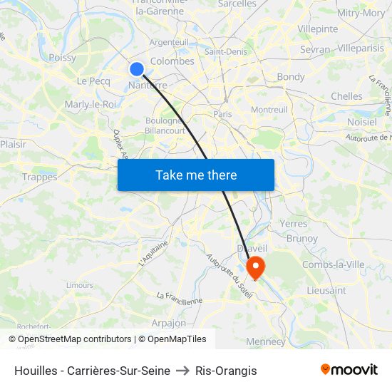 Houilles - Carrières-Sur-Seine to Ris-Orangis map