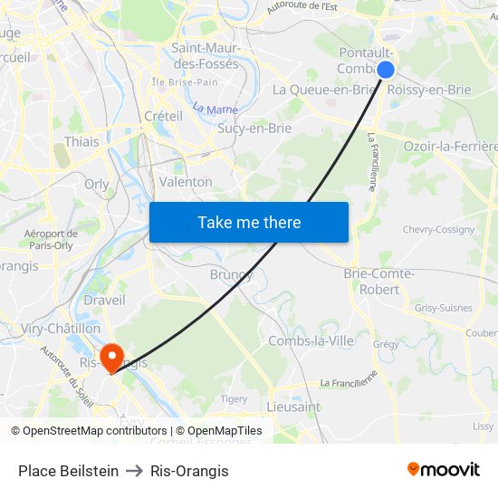 Place Beilstein to Ris-Orangis map