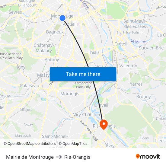 Mairie de Montrouge to Ris-Orangis map