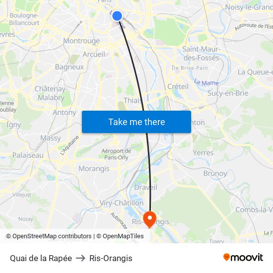 Quai de la Rapée to Ris-Orangis map