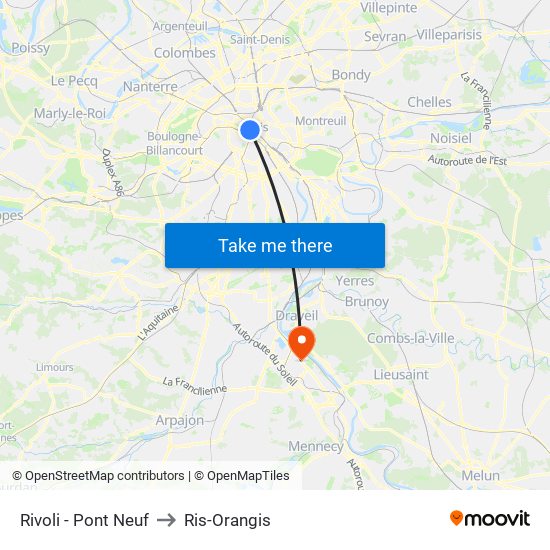 Rivoli - Pont Neuf to Ris-Orangis map