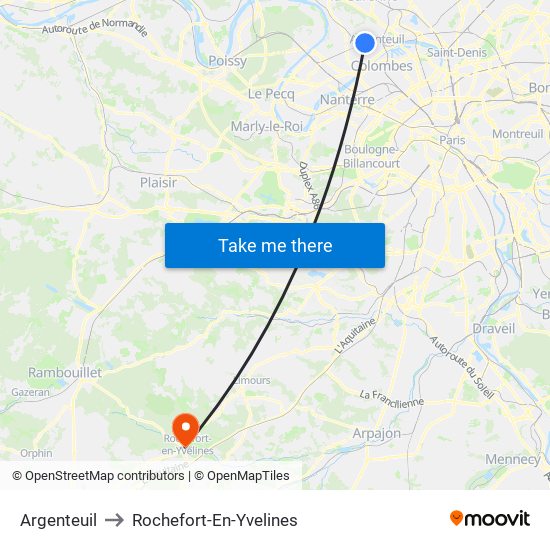 Argenteuil to Rochefort-En-Yvelines map