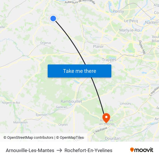 Arnouville-Les-Mantes to Rochefort-En-Yvelines map